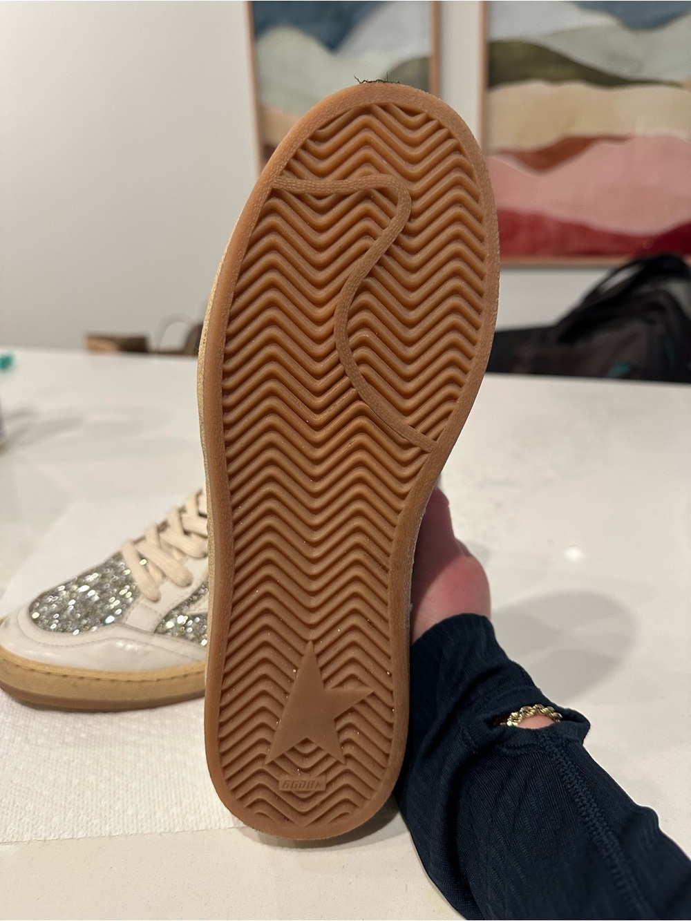 Golden Goose Women's Silver/Gold Glitter Star Sneakers - Picture 6 of 8